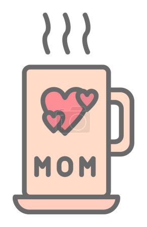 Illustration for Mug with text mom icon, vector illustration - Royalty Free Image