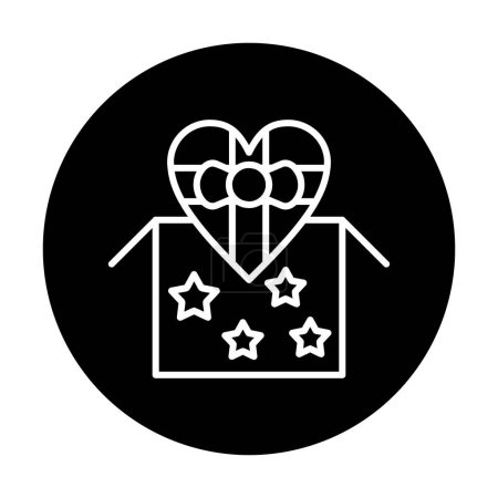 Téléchargez les illustrations : Boîte cadeau coeur simple, concept Saint Valentin, illustration vectorielle - en licence libre de droit