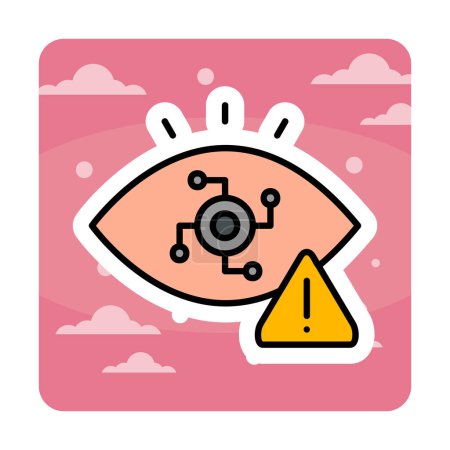 Ilustración de Icono de espionaje con signo de advertencia, ilustración vectorial - Imagen libre de derechos