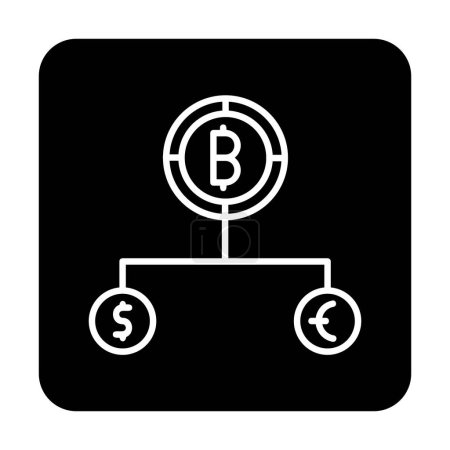 Téléchargez les illustrations : Diviser la structure de la monnaie avec des symboles Bitcoin, dollar et euro - en licence libre de droit