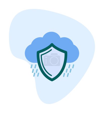 Ilustración de Nube icono plano de seguridad, ilustración vectorial - Imagen libre de derechos
