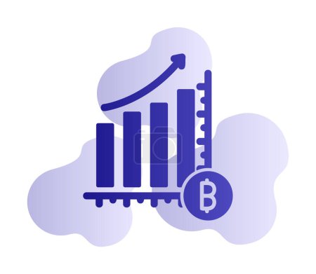 Ilustración de Beneficios, gráfico con criptomoneda, bitcoin símbolo vector ilustración - Imagen libre de derechos