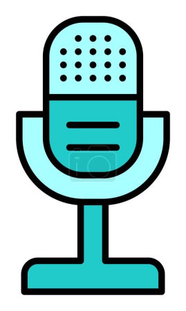 Téléchargez les illustrations : Icône plate de microphone. logo microphone, illustration vectorielle. - en licence libre de droit