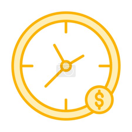 Téléchargez les illustrations : Le temps est de l'argent, icône de ligne mince vecteur horloge - en licence libre de droit