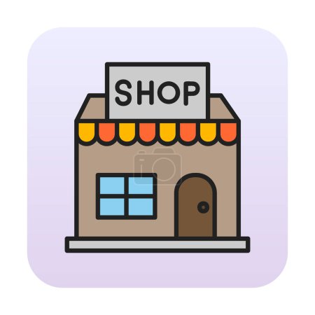 Téléchargez les illustrations : Icône de magasin, illustration vectorielle design simple - en licence libre de droit