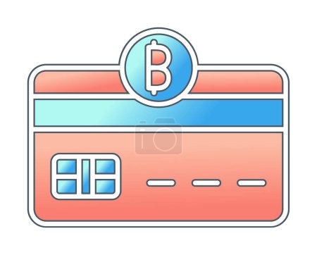 Ilustración de Bitcoin billetera icono, tarjeta de crédito con el icono de bitcoin, vector de ilustración - Imagen libre de derechos