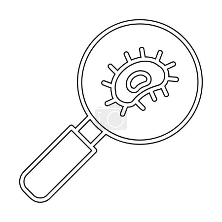 Illustration for Bacteria Research with magnifier glass icon, vector illustration - Royalty Free Image