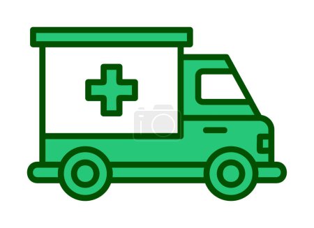 Téléchargez les illustrations : Icône de voiture d'ambulance, illustration vectorielle couleur - en licence libre de droit