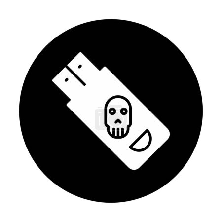 Illustration for Simple flat Danger sign on pendrive, solid design of hacked usb vector illustration - Royalty Free Image