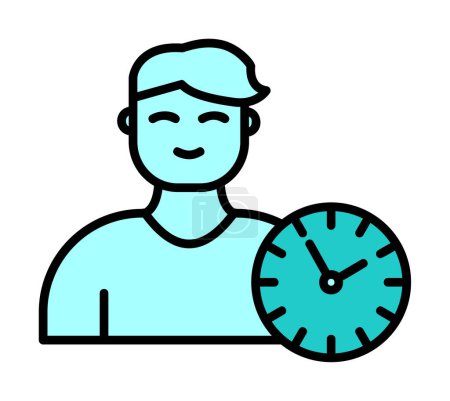 Ilustración de Persona con icono de reloj, diseño de ilustración vectorial. Gestión del tiempo - Imagen libre de derechos