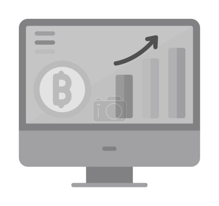 Téléchargez les illustrations : Écran d'ordinateur avec graphiques Bitcoin, illustration vectorielle conception simple - en licence libre de droit
