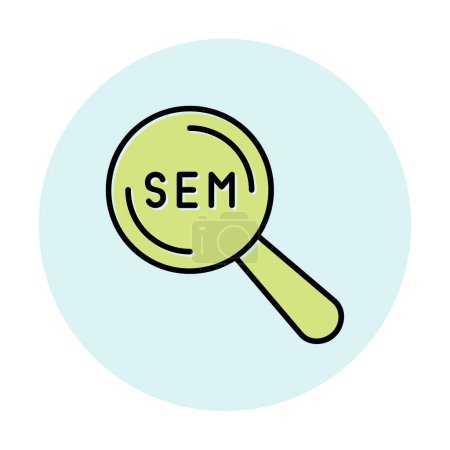 Illustration for Magnifying glass with sem  icon vector. - Royalty Free Image
