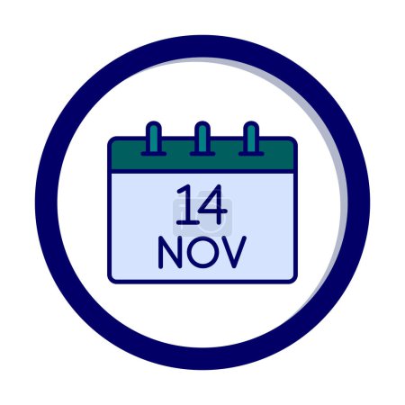 Illustration for World Diabetes Day icon. 14 November date on calendar, vector illustration. - Royalty Free Image
