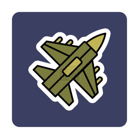 Ilustración de Icono de Jet Fighter. Avión militar volando. ilustración vectorial - Imagen libre de derechos