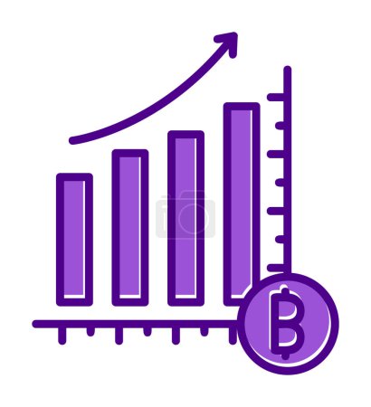 Téléchargez les illustrations : Bénéfices, graphique avec crypto-monnaie, symbole Bitcoin ilustration vectorielle - en licence libre de droit