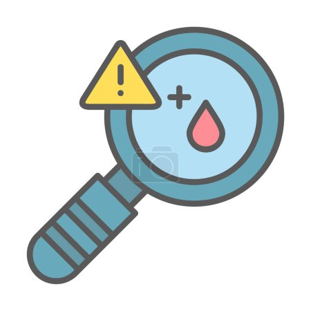 Illustration for Magnifier and  Blood test icon vector. Blood laboratory drop - Royalty Free Image