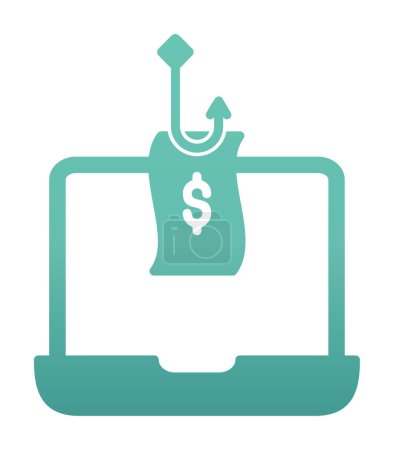 Illustration for Phishing money icon. Outline  vector icon  flat isolated on white - Royalty Free Image
