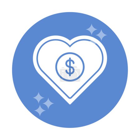 Téléchargez les illustrations : Dollar coeur icône préférée, illustration vectorielle - en licence libre de droit