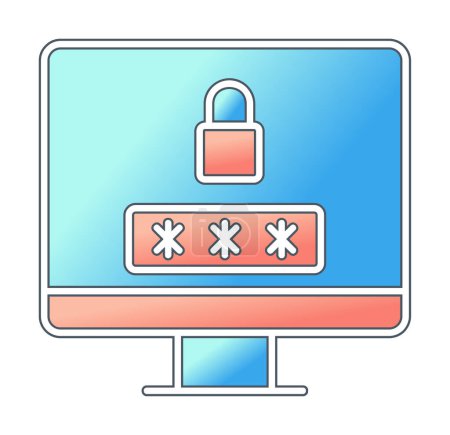Ilustración de Monitor de computadora simple icono de pantalla de bloqueo, ilustración de vectores - Imagen libre de derechos