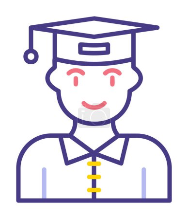 Téléchargez les illustrations : Étudiant en illustration vectorielle d'icône de chapeau de graduation - en licence libre de droit