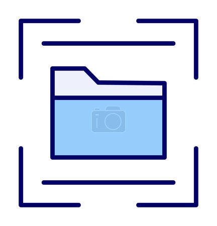 Téléchargez les illustrations : Illustration vectorielle d'icône de scanner de dossier plat - en licence libre de droit