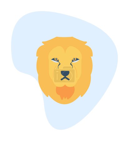 Téléchargez les illustrations : Tête de lion icône plate, illustration vectorielle - en licence libre de droit