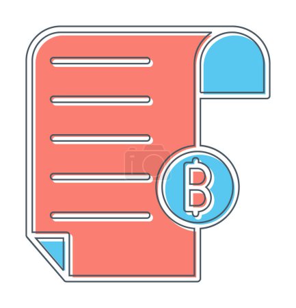 Ilustración de Ilustración vectorial del icono de la factura con signo de bitcoin - Imagen libre de derechos