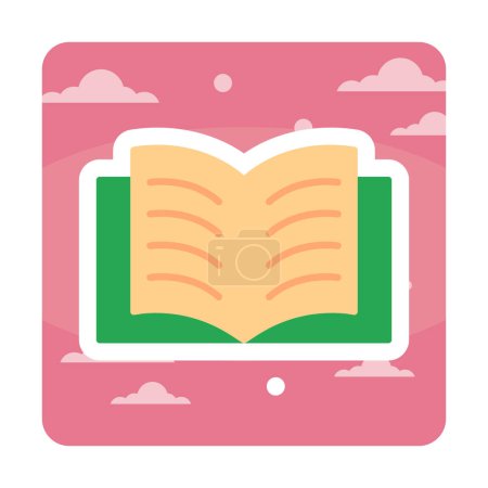 Téléchargez les illustrations : Plat Open Book icône vectoriel illustration - en licence libre de droit