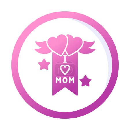 Illustration for I love Mom banner with hearts and wings, thin line illustration - Royalty Free Image