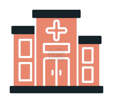 Téléchargez les illustrations : Illustration vectorielle d'icône de bâtiment d'hôpital - en licence libre de droit