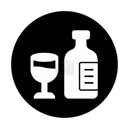 Téléchargez les photos : Bouteille avec icône en verre à vin, illustration vectorielle - en image libre de droit