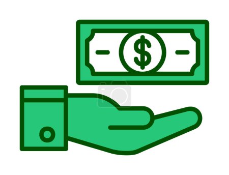 Illustration for Dollar in hand icon vector illustration - Royalty Free Image