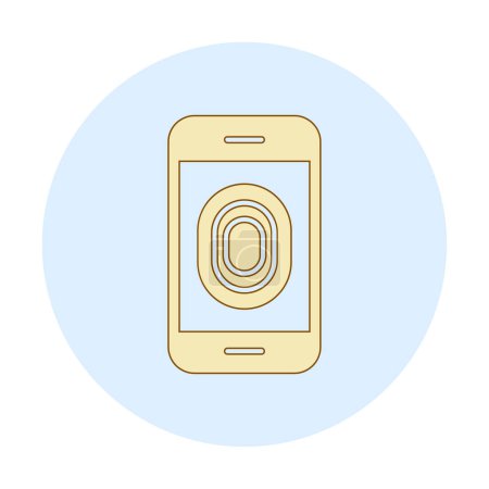 Téléchargez les illustrations : Téléphone avec icône vectorielle d'empreintes digitales déverrouillée - en licence libre de droit