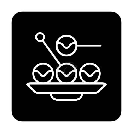 Téléchargez les illustrations : Icône de plat japonais Takoyaki simple, illustration vectorielle - en licence libre de droit