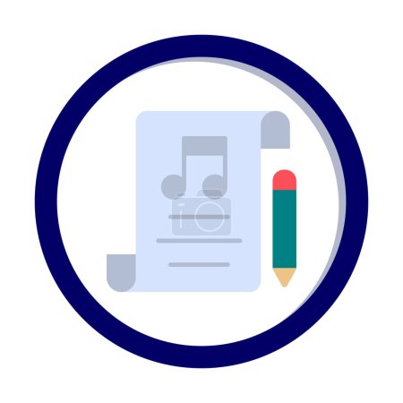 Ilustración de Música Componer vector icono de color plano - Imagen libre de derechos