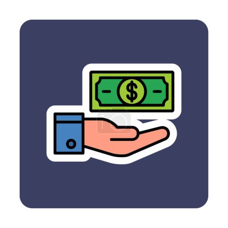 Téléchargez les illustrations : Dollar dans l'icône de la main illustration vectorielle - en licence libre de droit