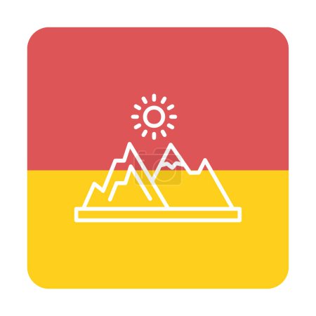 Illustration for Icon of mountains and sun. vector illustration - Royalty Free Image