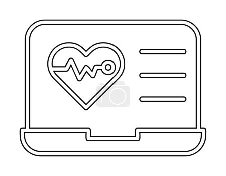 Illustration for Simple flat heartbeat icon on laptop - Royalty Free Image
