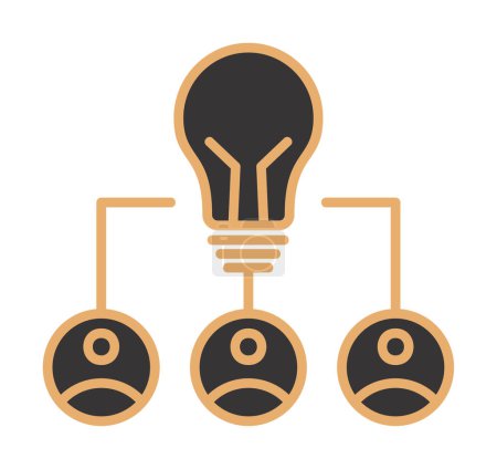 Ilustración de Idea de equipo, bombilla e icono de equipo de negocios, ilustración vectorial - Imagen libre de derechos