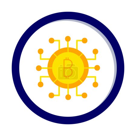 Illustration for Digital Money icon with Bitcoin sign, vector illustration - Royalty Free Image