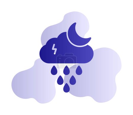 Téléchargez les illustrations : Nuage de pluie nocturne et lune, illustration vectorielle - en licence libre de droit
