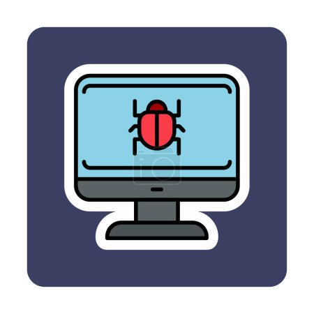 Téléchargez les illustrations : Bug logiciel icône plate, illustration vectorielle, Virus système - en licence libre de droit