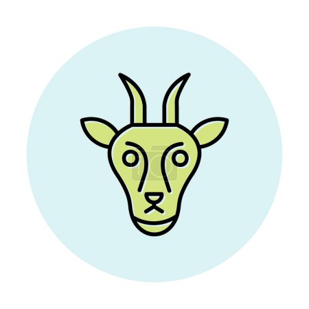 Téléchargez les illustrations : Tête de chèvre icône vecteur plat - en licence libre de droit