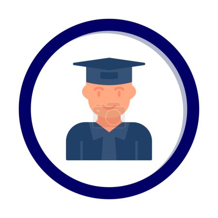 Illustration for Graduate flat icon. vector flat illustration of student in flat style design - Royalty Free Image