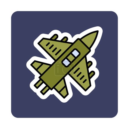Téléchargez les illustrations : Illustration vectorielle d'icône d'avion militaire - en licence libre de droit