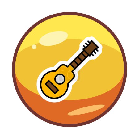 Téléchargez les illustrations : Illustration vectorielle simple icône guitare plate - en licence libre de droit