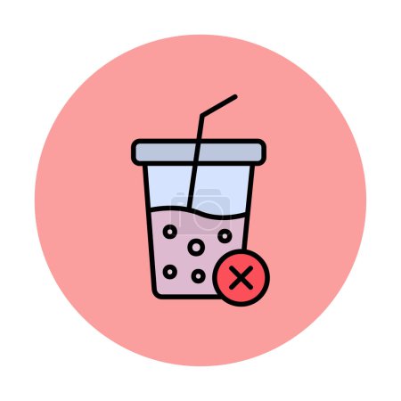 Téléchargez les illustrations : Simple Pas de boisson gazeuse icône, illustration vectorielle - en licence libre de droit
