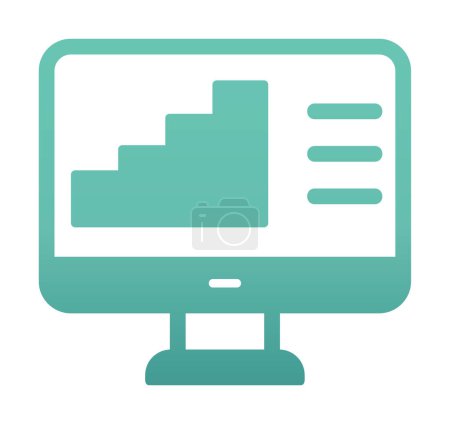 Ilustración de Monitor de computadora simple icono de análisis de datos, ilustración de vectores - Imagen libre de derechos
