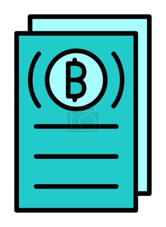 Téléchargez les illustrations : Illustration vectorielle de papiers et icône Bitcoin - en licence libre de droit