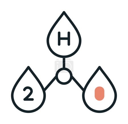 Téléchargez les illustrations : Gouttes d'eau avec h 2 o illustration vectorielle de symbole - en licence libre de droit